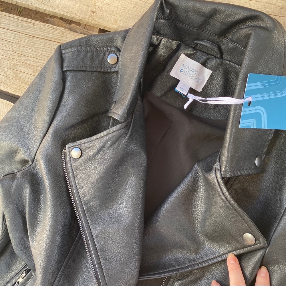 NWT Market & Spruce women moto jacket regular L - Picture 3 of 8
